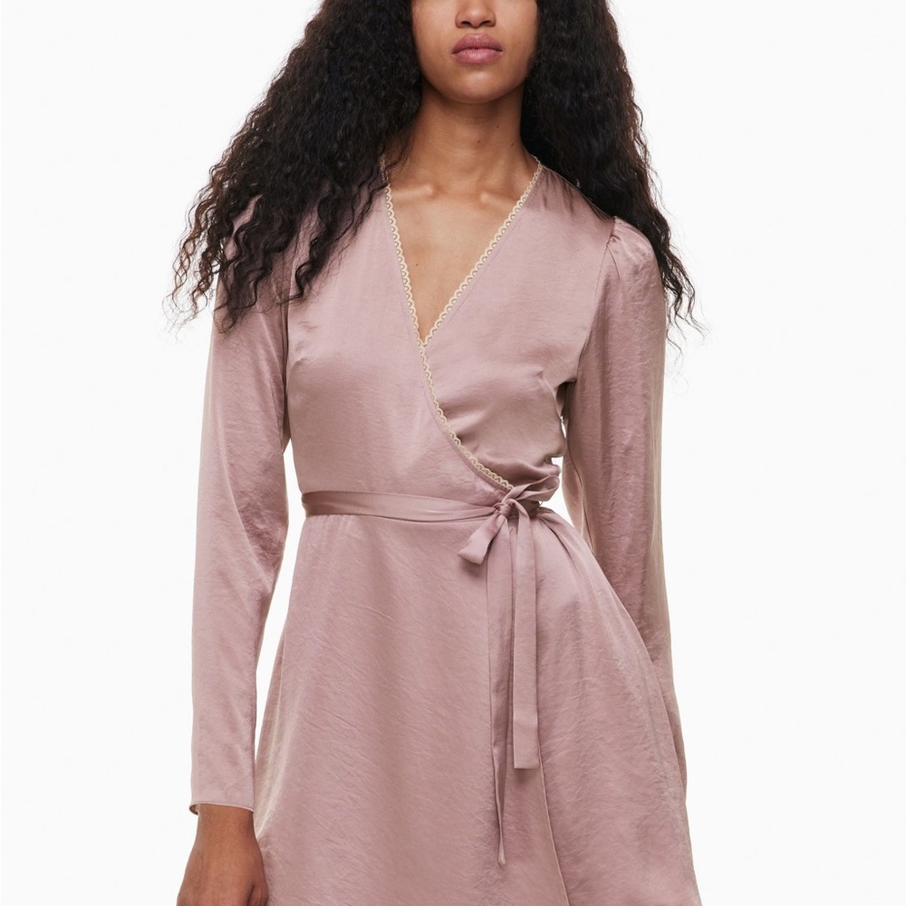 Aritzia Wilfred Mauve Mademoiselle Wrap Dress | Long Sleeve